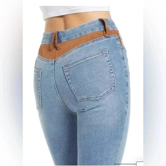 NWT GOOD AMERICAN - Good Legs Suede Mixing Skinny Jeans - Picture 4 of 7